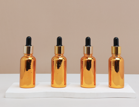 30Ml Glass Bottle With Gold Black Dropper (Round)
