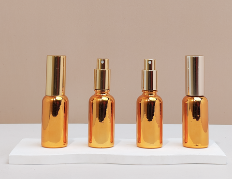 30Ml Glass Bottle With Gold Mist Sprayer (Round)
