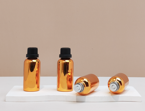 30Ml Glass Bottle With Black Tamper Proof Cap + Insert (Round)