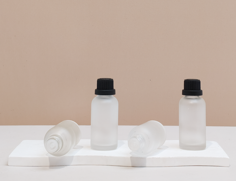 30Ml Glass Bottle With Black Tamper Proof Cap + Insert (Round)