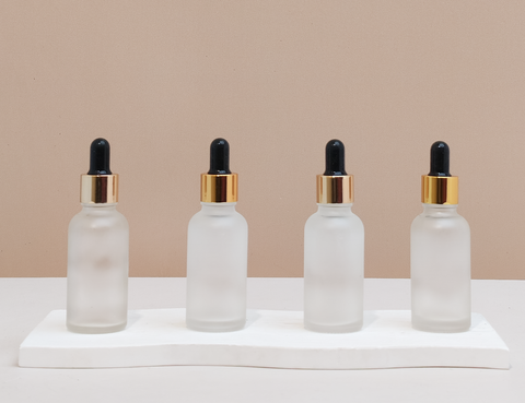 30Ml Glass Bottle With Gold Black Dropper (Round)