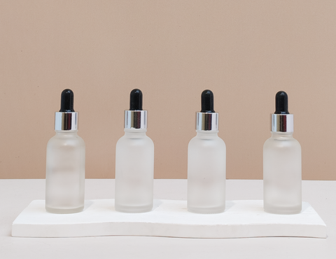 30Ml Glass Bottle With Silver Black Dropper (Round)