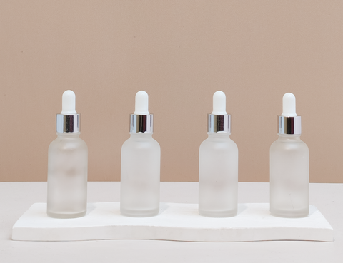 30Ml Glass Bottle With Silver White Dropper (Round)