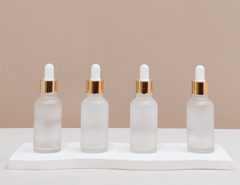 30Ml Glass Bottle With Gold White Dropper (Round)