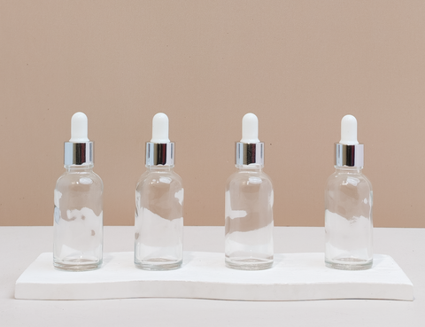 30Ml Glass Bottle With Silver White Dropper (Round)