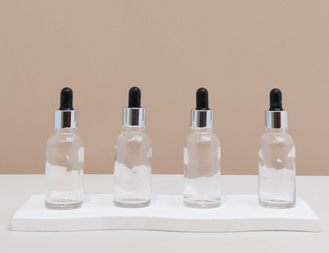 30Ml Glass Bottle With Silver Black Dropper (Round)