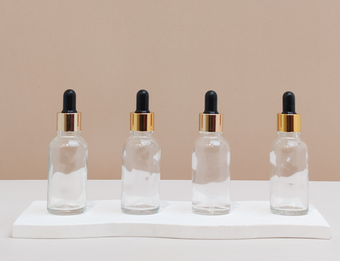 30Ml Glass Bottle With Gold Black Dropper (Round)