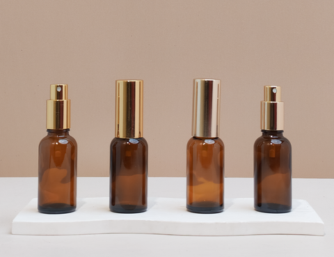 30Ml Glass Bottle With Gold Mist Sprayer (Round)