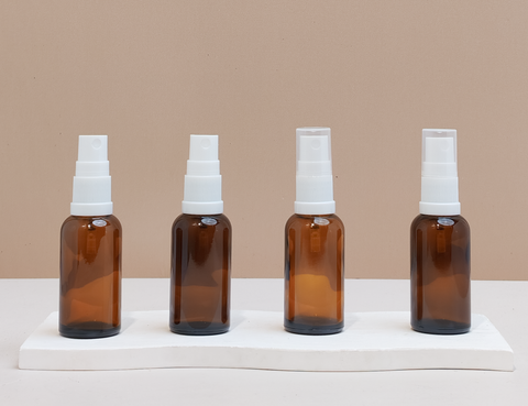 30Ml Glass Bottle With White Mist Sprayer (Round)