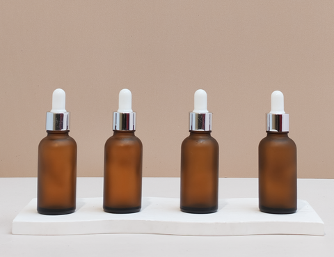 30Ml Glass Bottle With Silver White Dropper (Round)