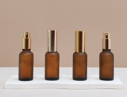 30Ml Glass Bottle With Gold Mist Sprayer (Round)