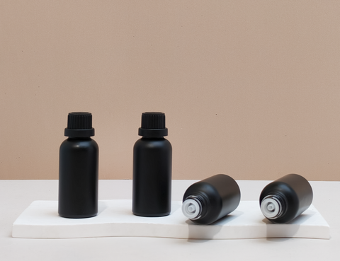 30Ml Glass Bottle With Black Tamper Proof Cap + Insert (Round)