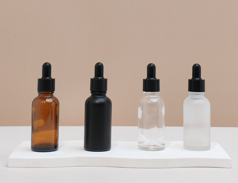 30Ml Glass Bottle With Black Smooth Dropper (Round)