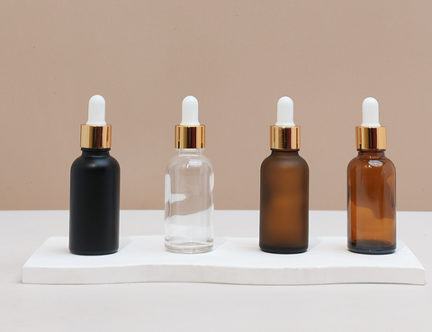 30Ml Glass Bottle With Gold White Dropper (Round)