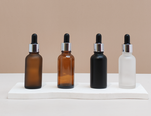 30Ml Glass Bottle With Silver Black Dropper (Round)