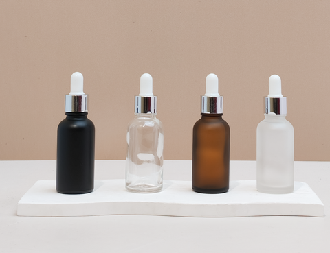 30Ml Glass Bottle With Silver White Dropper (Round)