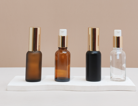 30ml Glass Bottle with Gold Treatment Pump