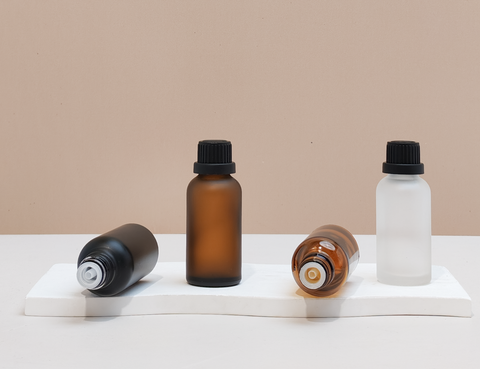 30Ml Glass Bottle With Black Tamper Proof Cap + Insert (Round)