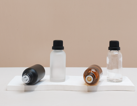 30Ml Glass Bottle With Black Tamper Proof Cap + Insert (Round)