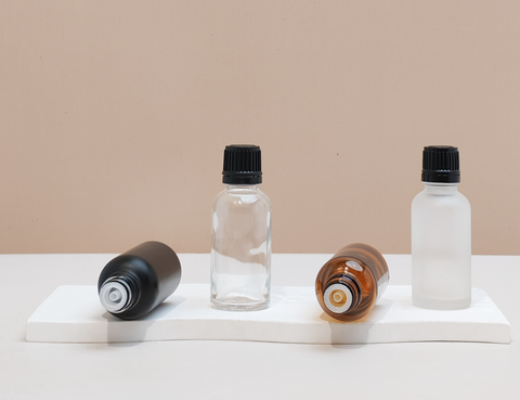 30Ml Glass Bottle With Black Smooth Tamper Proof Cap + Insert (Round)