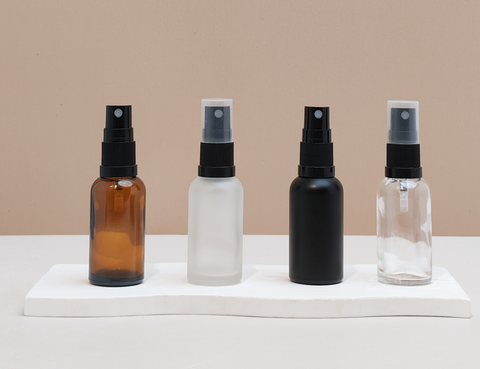 30Ml Glass Bottle With Black Mist Sprayer (Round)