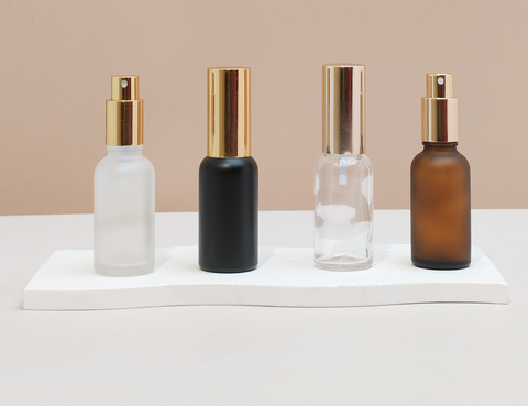 30Ml Glass Bottle With Gold Mist Sprayer (Round)