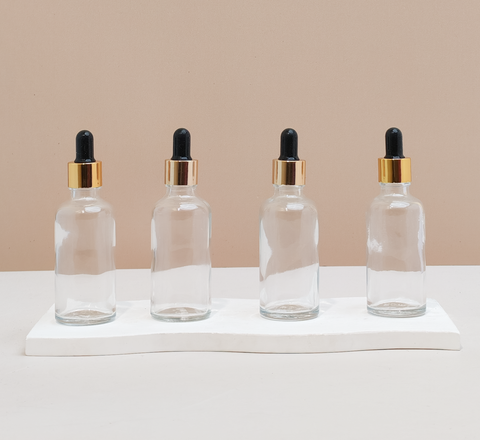 50Ml Glass Bottle With Gold Black Dropper (Round)