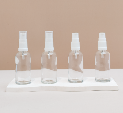 50Ml Glass Bottle With White Mist Sprayer (Round)