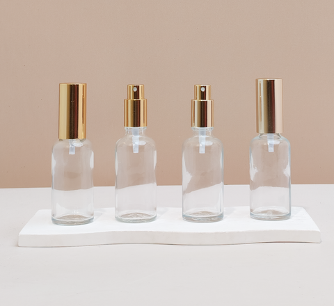 50Ml Glass Bottle With Gold Mist Sprayer (Round)