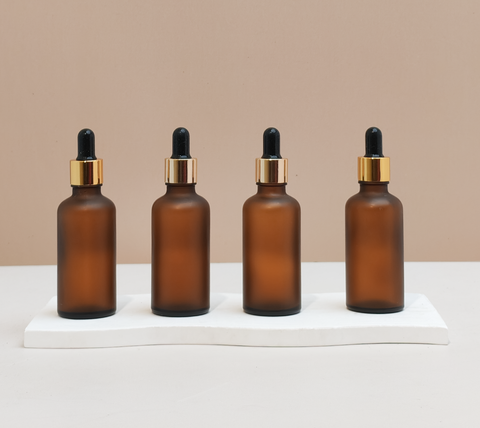 50Ml Glass Bottle With Gold Black Dropper (Round)