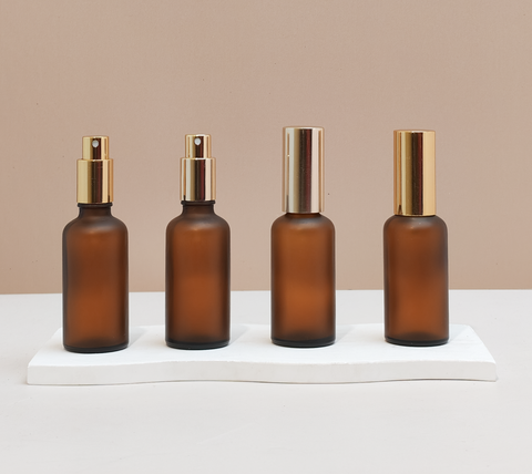 50Ml Glass Bottle With Gold Mist Sprayer (Round)