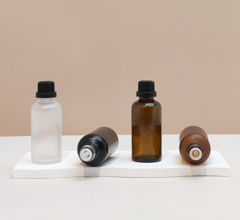 50Ml Glass Bottle With Black Tamper Proof Cap + Insert (Round)