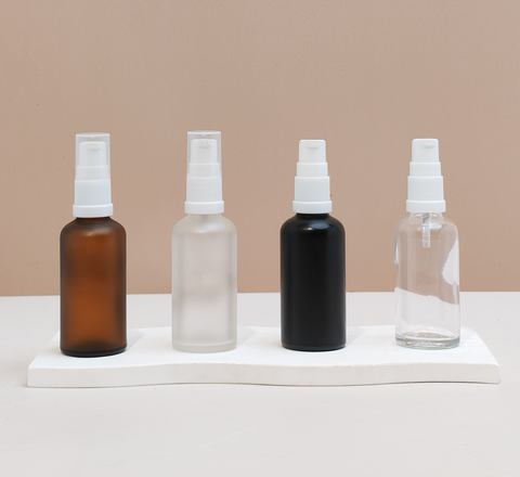 50Ml Glass Bottle With White Treatment Pump (Round)