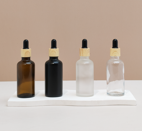 50ml Glass Bottle with Bamboo Black Dropper