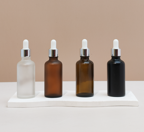 50Ml Glass Bottle With Silver White Dropper (Round)