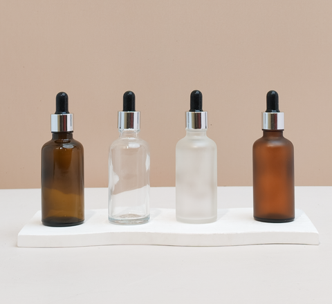 50Ml Glass Bottle With Silver Black Dropper (Round)