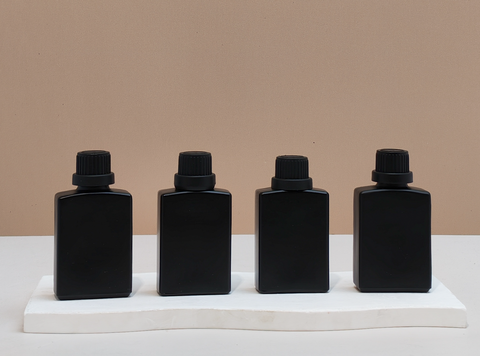 30ml Matte Black Rectangle Glass Bottle