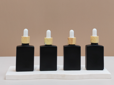 30ml Matte Black Rectangle Glass Bottle