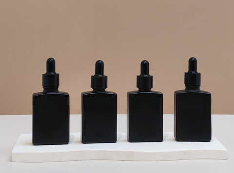 30ml Matte Black Rectangle Glass Bottle