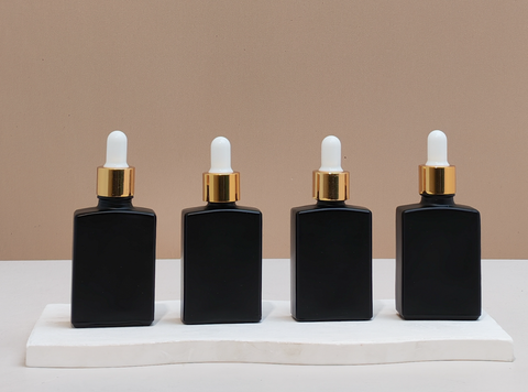 30ml Matte Black Rectangle Glass Bottle