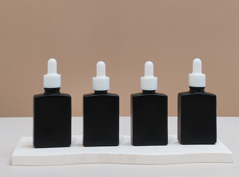 30ml Matte Black Rectangle Glass Bottle