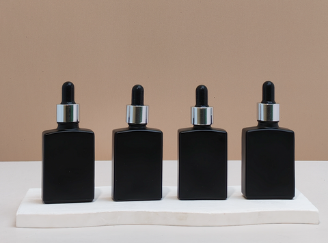 30ml Matte Black Rectangle Glass Bottle