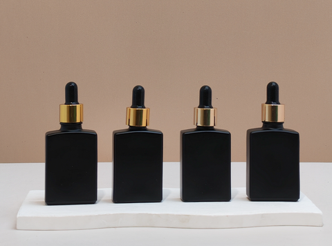 30ml Matte Black Rectangle Glass Bottle