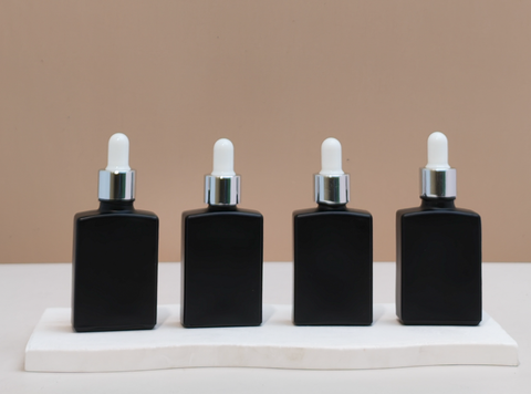 30ml Matte Black Rectangle Glass Bottle