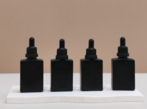 30ml Matte Black Rectangle Glass Bottle