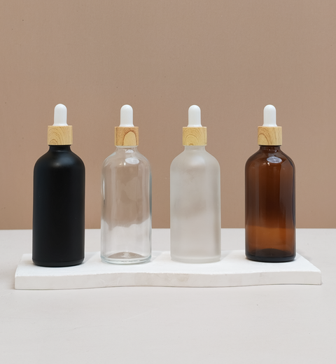 100ml Glass Bottle with Bamboo White