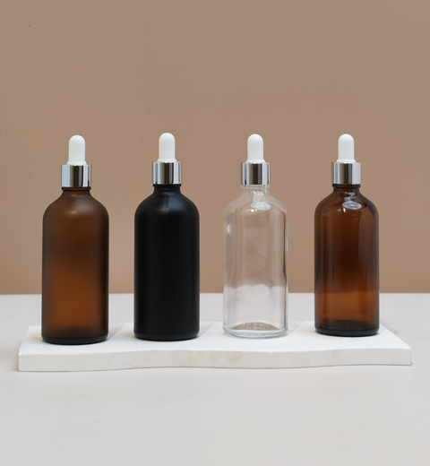 100Ml Glass Bottle With Silver White Dropper (Round)