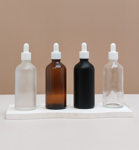 100Ml Glass Bottle With Plain White Dropper (Round)