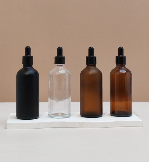 100Ml Glass Bottle With Black Smooth Dropper (Round)