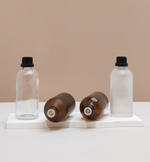 100Ml Glass Bottle With Black Tamper Proof Cap + Insert (Round)